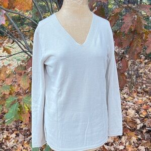 Loro Piana Cream Cashmere V-Neck Sweater